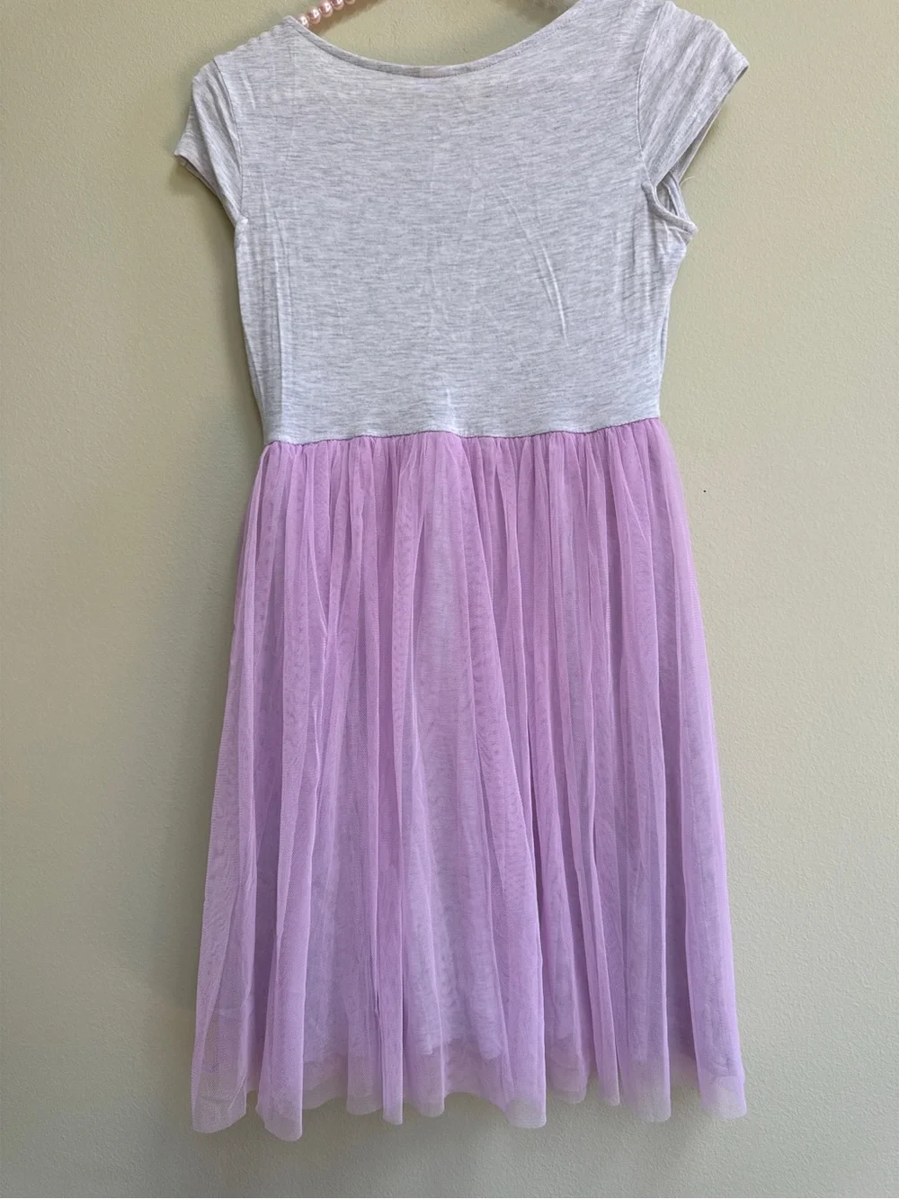 Girls' Purple Tulle Unicorn Dress - Soft Gray Top